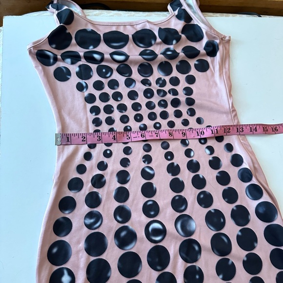 Mew Mew Ishi Black Dot Printed Form Fitting Women’s Maxi Dress In Blush NWT S - Picture 14 of 16